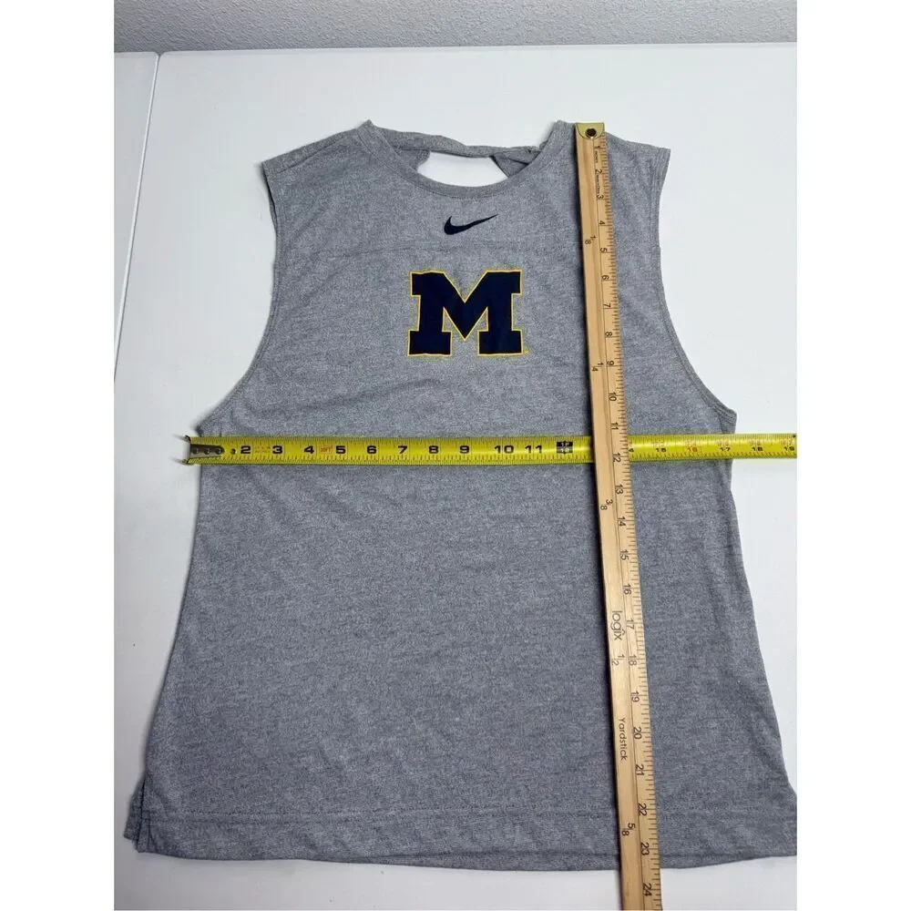 Nike Womens Sleeveless Tank Top Gray Michigan Logo M Dri Fit